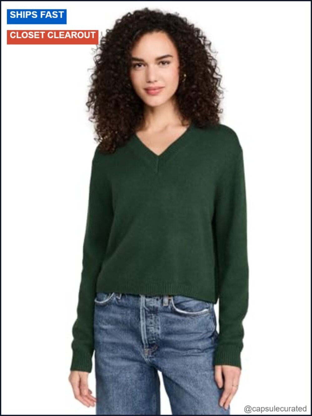 Cropped Cashmere Pullover Crewneck V-Neck Long Sleeve